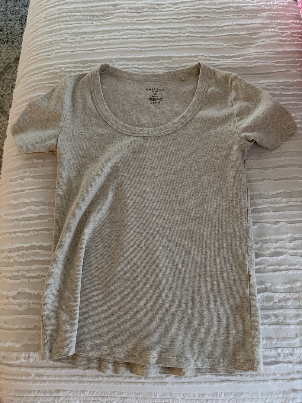 MM Lafleur Heather Gray Scoop Neck Short Sleeve Tee